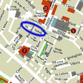 Mappa per arrivare in via del Podestà